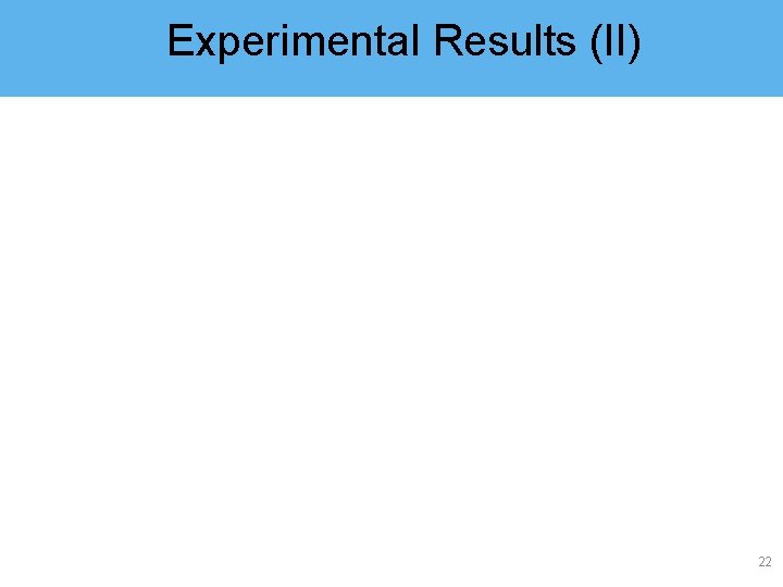 Experimental Results (II) 22 