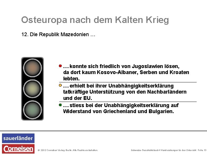 Osteuropa nach dem Kalten Krieg 12. Die Republik Mazedonien … … konnte sich friedlich