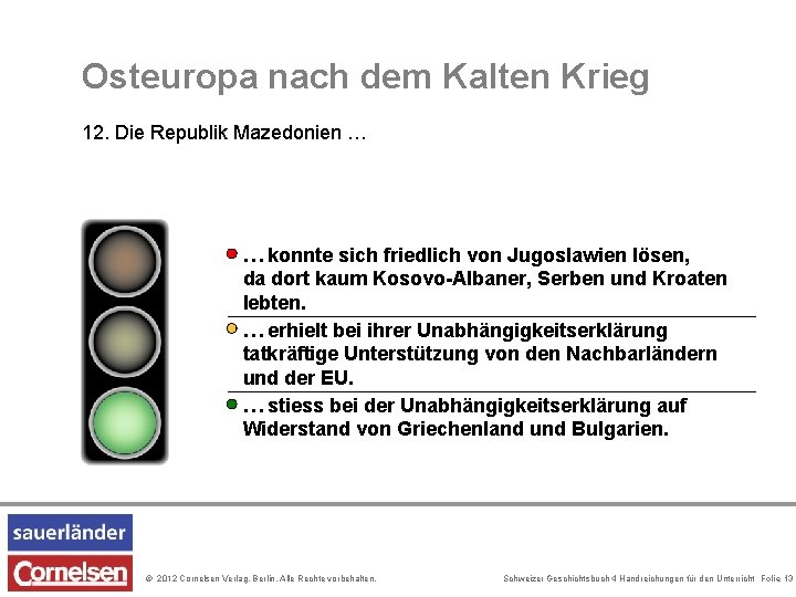 Osteuropa nach dem Kalten Krieg 12. Die Republik Mazedonien … … konnte sich friedlich