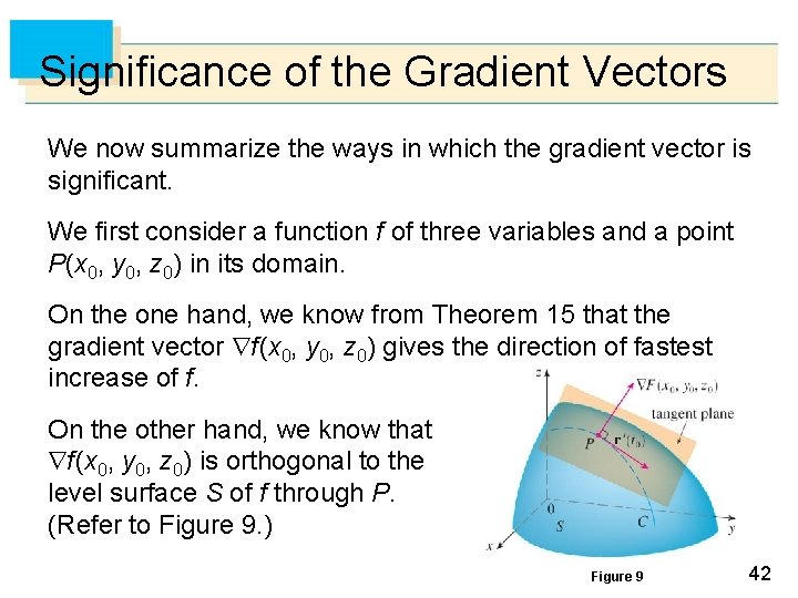 Significance of the Gradient Vectors We now summarize the ways in which the gradient