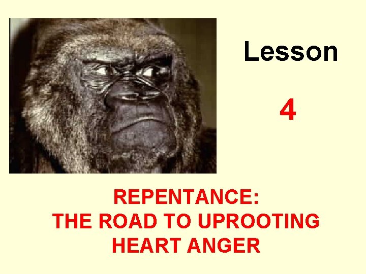 Lesson 4 REPENTANCE: THE ROAD TO UPROOTING HEART ANGER 