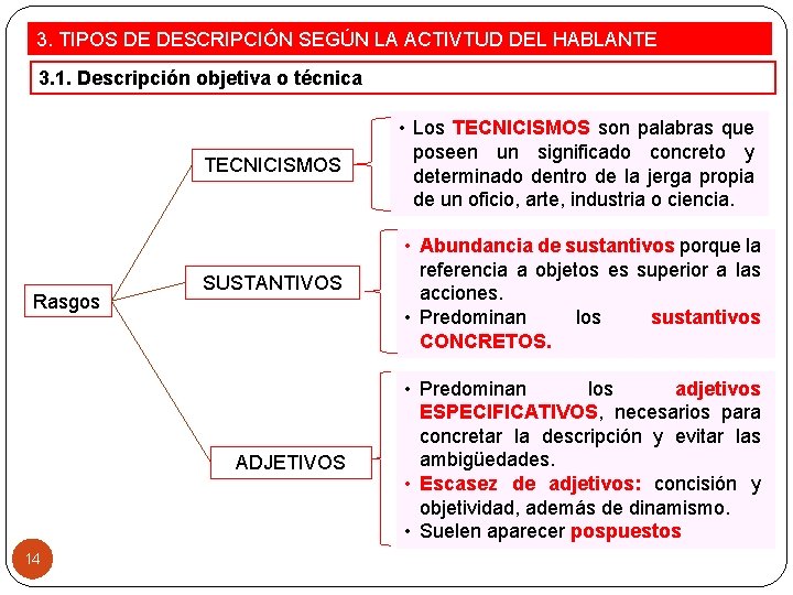 3. TIPOS DE DESCRIPCIÓN SEGÚN LA ACTIVTUD DEL HABLANTE 3. 1. Descripción objetiva o 3. TIPOS DE DESCRIPCIÓN SEGÚN LA ACTIVTUD DEL HABLANTE 3. 1. Descripción objetiva o