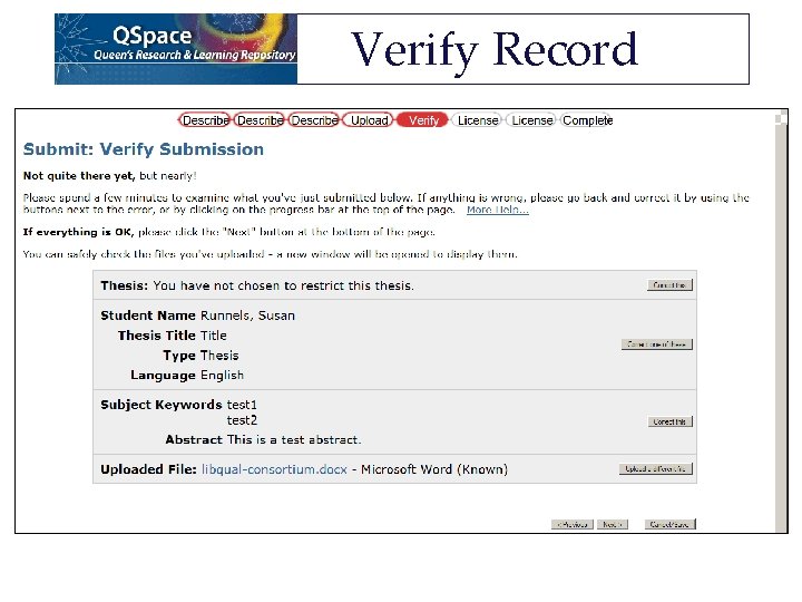Verify Record Verify Record