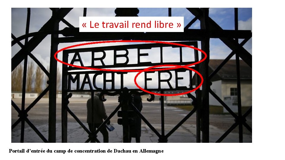  « Le travail rend libre » Portail d’entrée du camp de concentration de