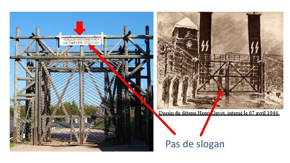 Dessin du détenu Henri Gayot, interné le 07 avril 1944. Pas de slogan 