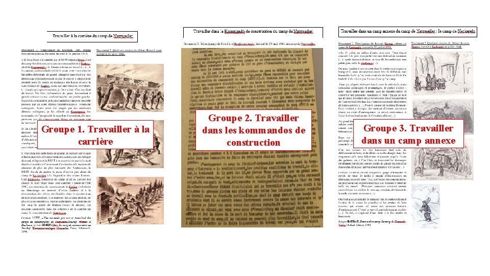 Groupe 1. Travailler à la carrière Groupe 2. Travailler dans les kommandos de construction