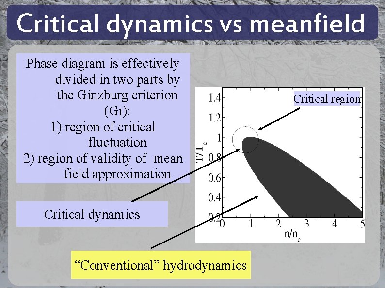 Critical dynamics vs meanfield Phase diagram is effectively divided in two parts by the Critical dynamics vs meanfield Phase diagram is effectively divided in two parts by the