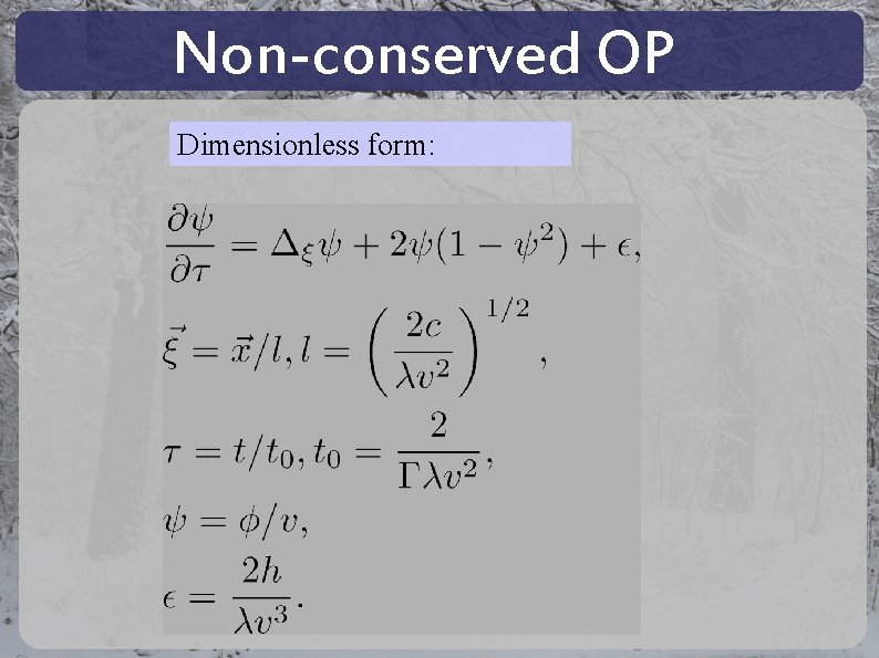Non-conserved OP Dimensionless form: Non-conserved OP Dimensionless form: