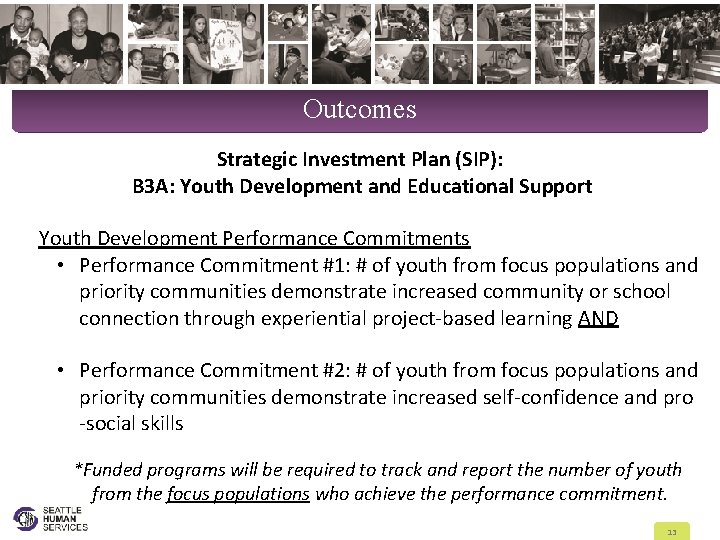 Outcomes Strategic Investment Plan (SIP): B 3 A: Youth Development and Educational Support Youth