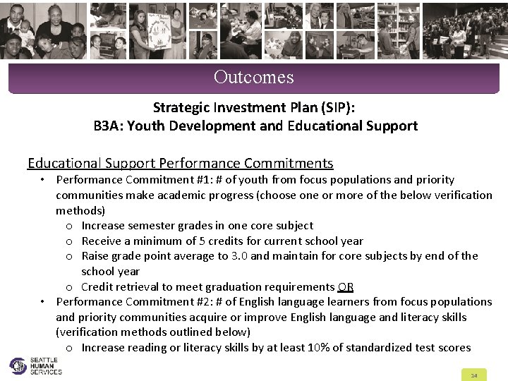 Outcomes Strategic Investment Plan (SIP): B 3 A: Youth Development and Educational Support Performance