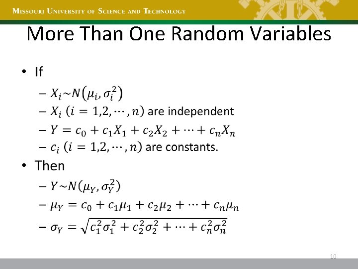 More Than One Random Variables • 10 