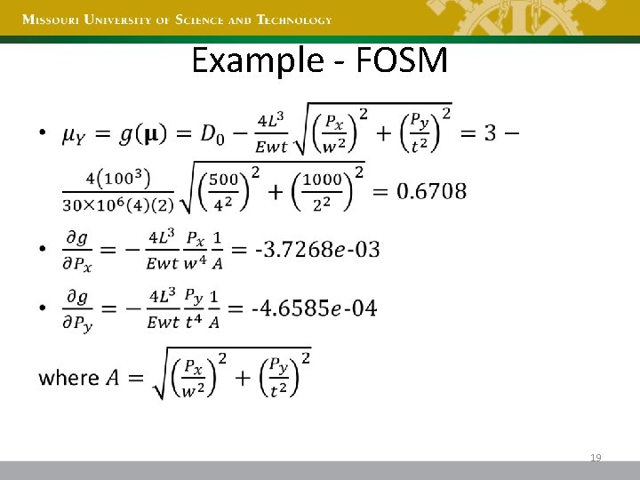 Example - FOSM • 19 