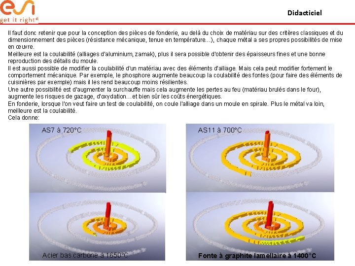 Didacticiel Il faut donc retenir que pour la conception des pièces de fonderie, au