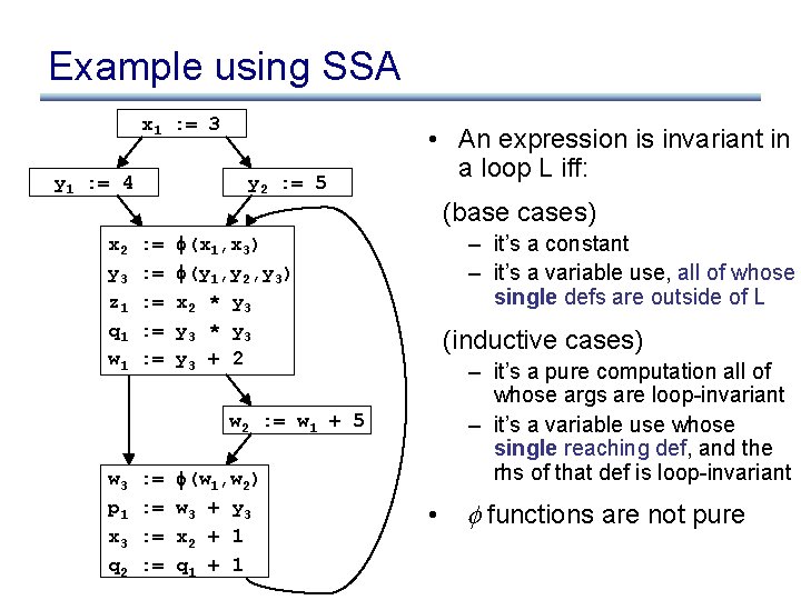 Example using SSA x 1 : = 3 y 1 : = 4 x