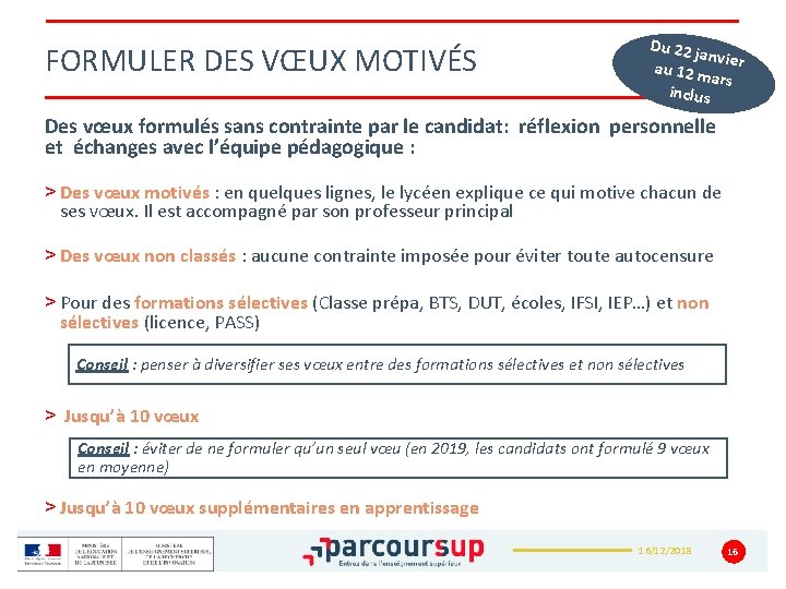 FORMULER DES VŒUX MOTIVÉS Du 22 j anvi au 12 m er ars inclus