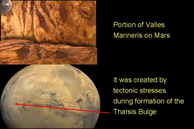 Portion of Valles Marineris on Mars It was created by tectonic stresses during formation