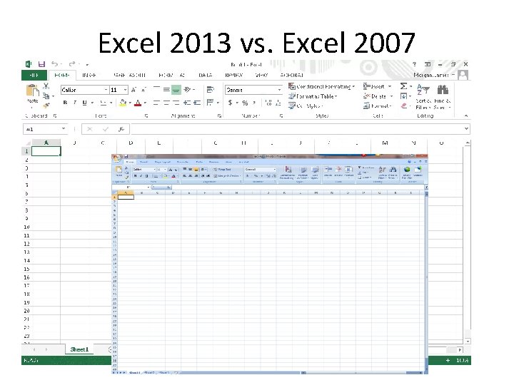 Excel 2013 vs. Excel 2007 