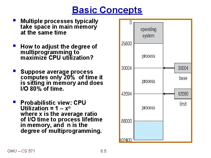 Basic Concepts § Multiple processes typically take space in main memory at the same