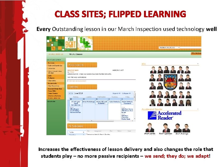 CLASS SITES; FLIPPED LEARNING Every Outstanding lesson in our March Inspection used technology well