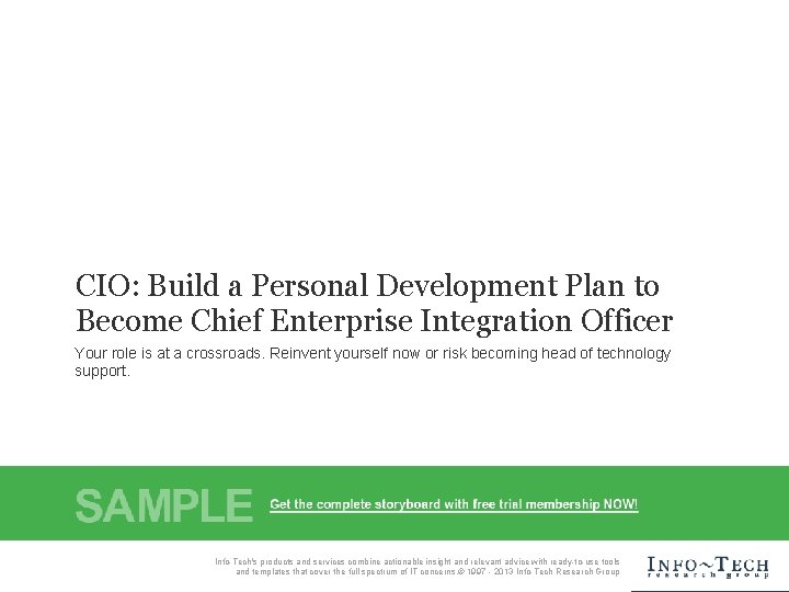 CIO: Build a Personal Development Plan to Become Chief Enterprise Integration Officer Your role