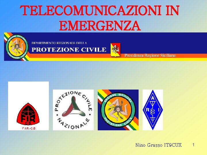 TELECOMUNICAZIONI IN EMERGENZA Nino Grasso IT 9 CUX 1 