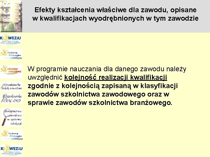Efekty kształcenia właściwe dla zawodu, opisane w kwalifikacjach wyodrębnionych w tym zawodzie W programie