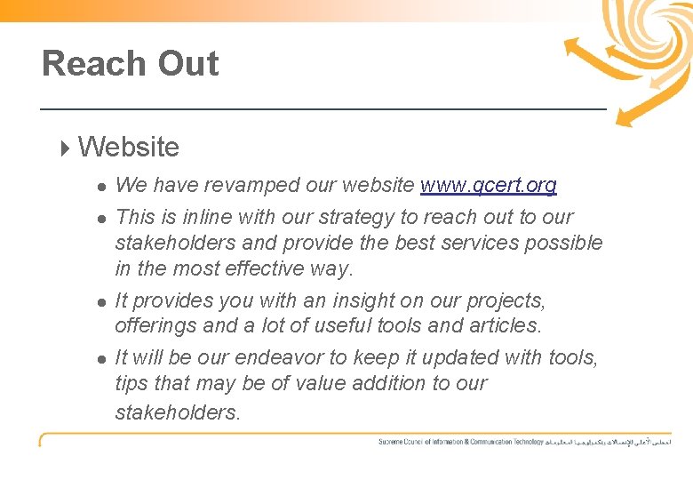 12 Reach Out 4 Website We have revamped our website www. qcert. org ●