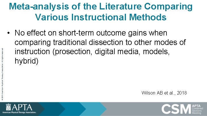 © 2019 American Physical Therapy Association. All rights reserved. Meta-analysis of the Literature Comparing