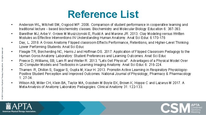 Reference List • • © 2019 American Physical Therapy Association. All rights reserved. •