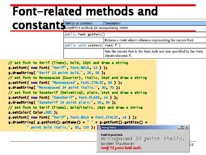 Font-related methods and constants // set font to Serif (Times), bold, 12 pt and