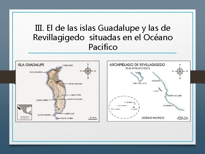 III. El de las islas Guadalupe y las de Revillagigedo situadas en el Océano