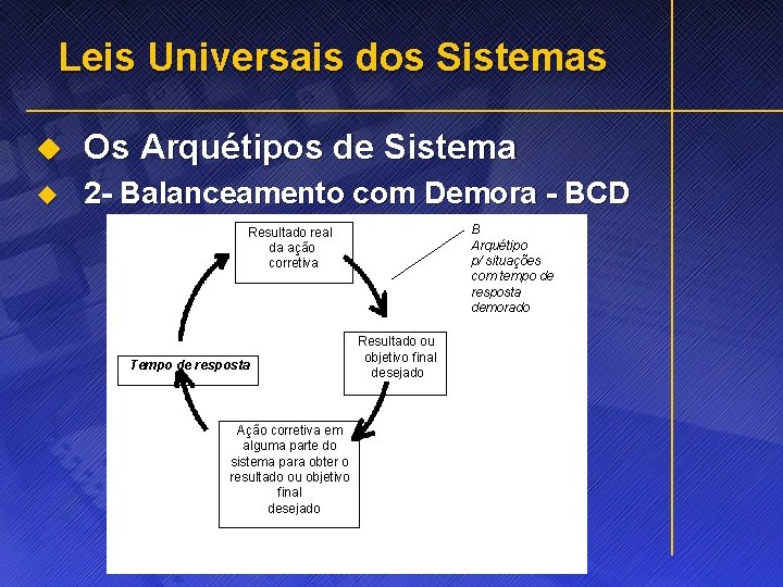 Leis Universais dos Sistemas u Os Arquétipos de Sistema u 2 - Balanceamento com