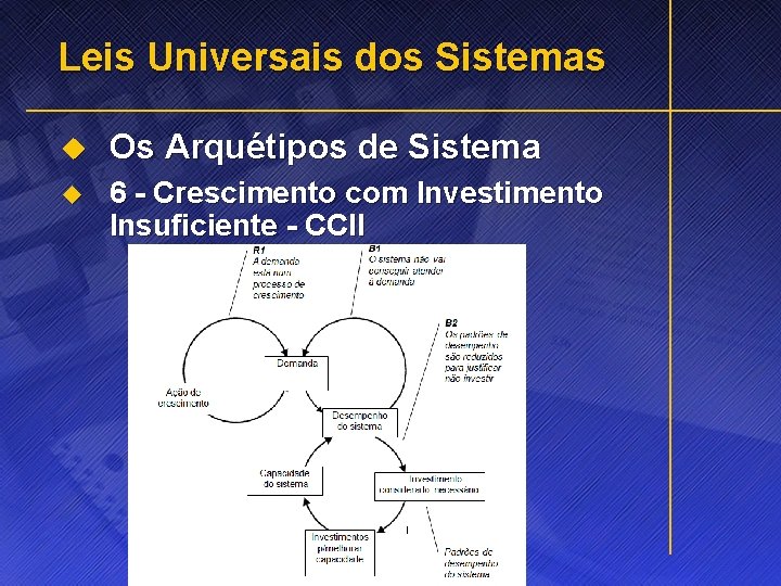 Leis Universais dos Sistemas u Os Arquétipos de Sistema u 6 - Crescimento com