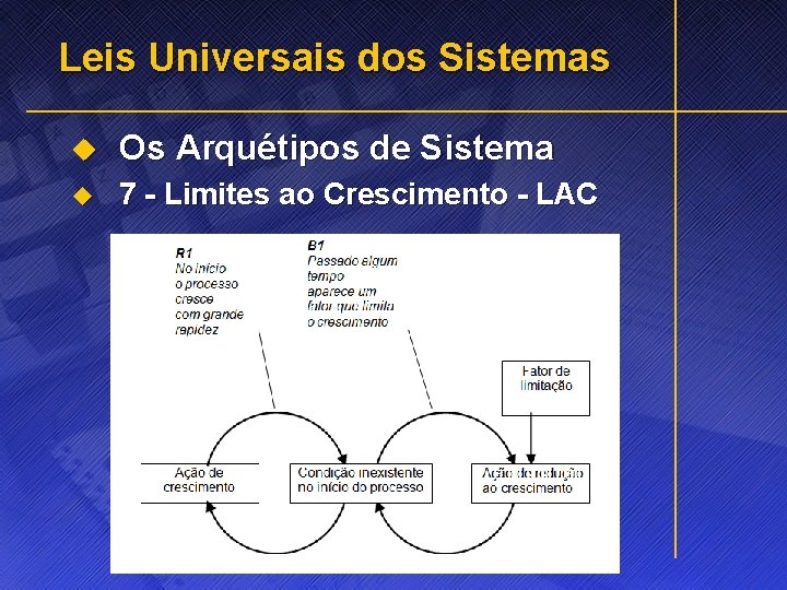 Leis Universais dos Sistemas u Os Arquétipos de Sistema u 7 - Limites ao