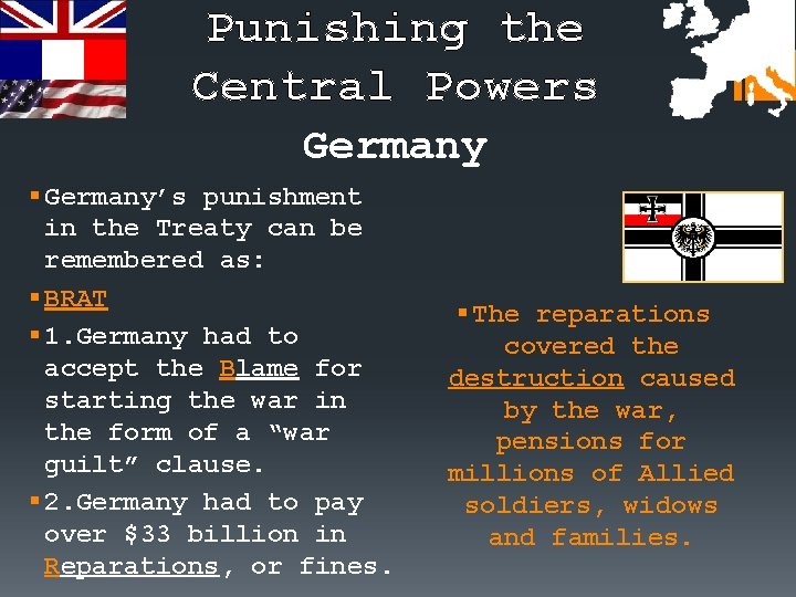 Punishing the Central Powers Germany § Germany’s punishment in the Treaty can be remembered