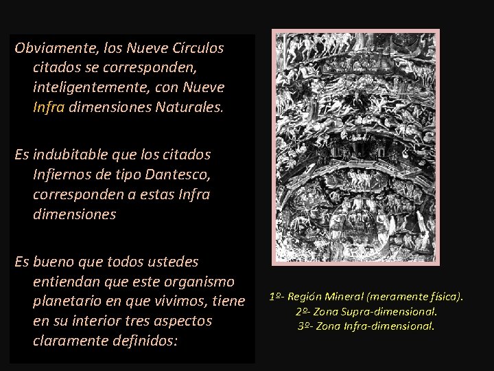 Obviamente, los Nueve Círculos citados se corresponden, inteligentemente, con Nueve Infra dimensiones Naturales. Es