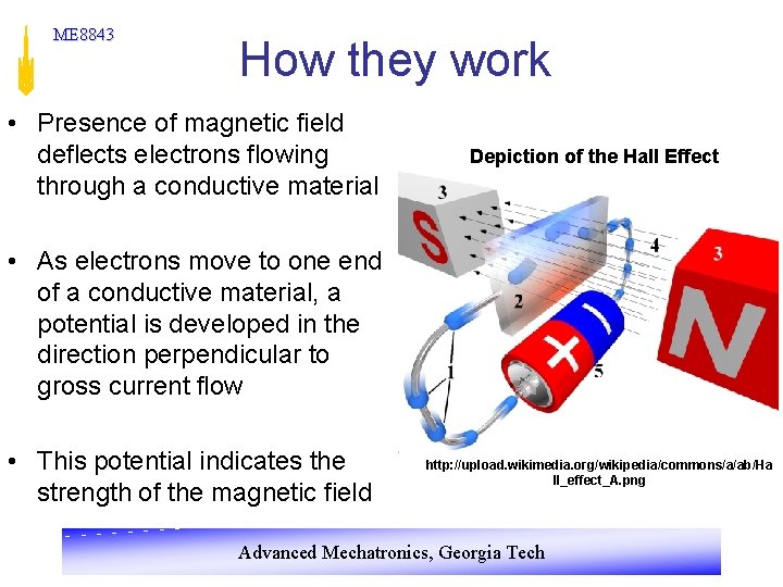 ME 8843 How they work • Presence of magnetic field deflects electrons flowing through ME 8843 How they work • Presence of magnetic field deflects electrons flowing through