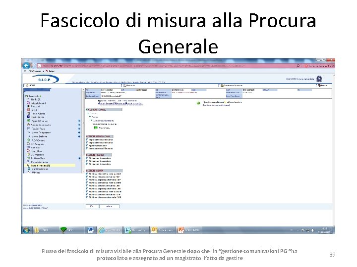 Fascicolo di misura alla Procura Generale Flusso del fascicolo di misura visibile alla Procura