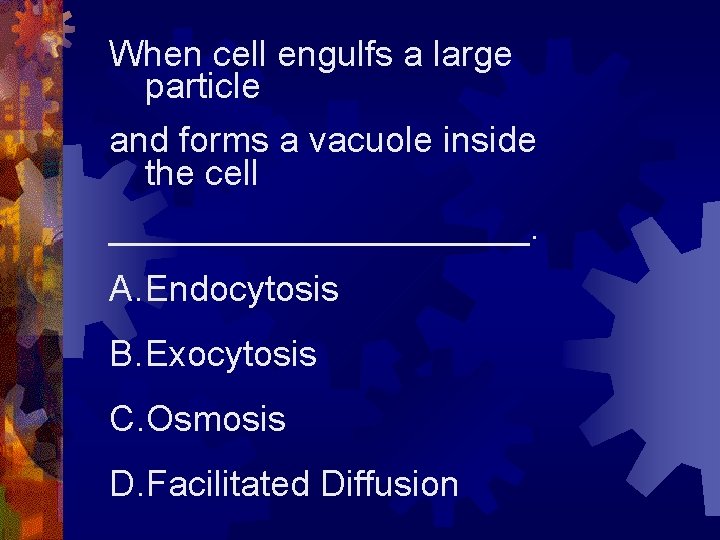 When cell engulfs a large particle and forms a vacuole inside the cell ___________.