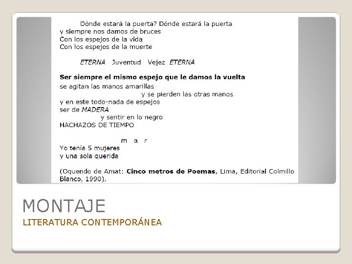 MONTAJE LITERATURA CONTEMPORÁNEA 