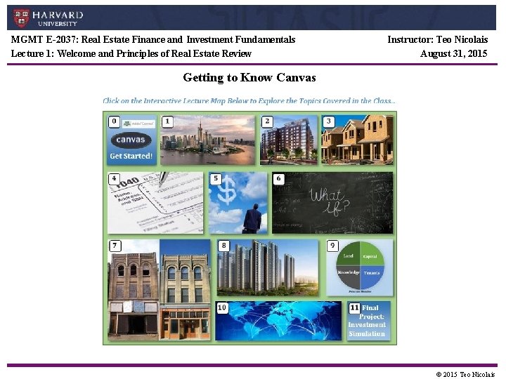 MGMT E-2037: Real Estate Finance and Investment Fundamentals Lecture 1: Welcome and Principles of