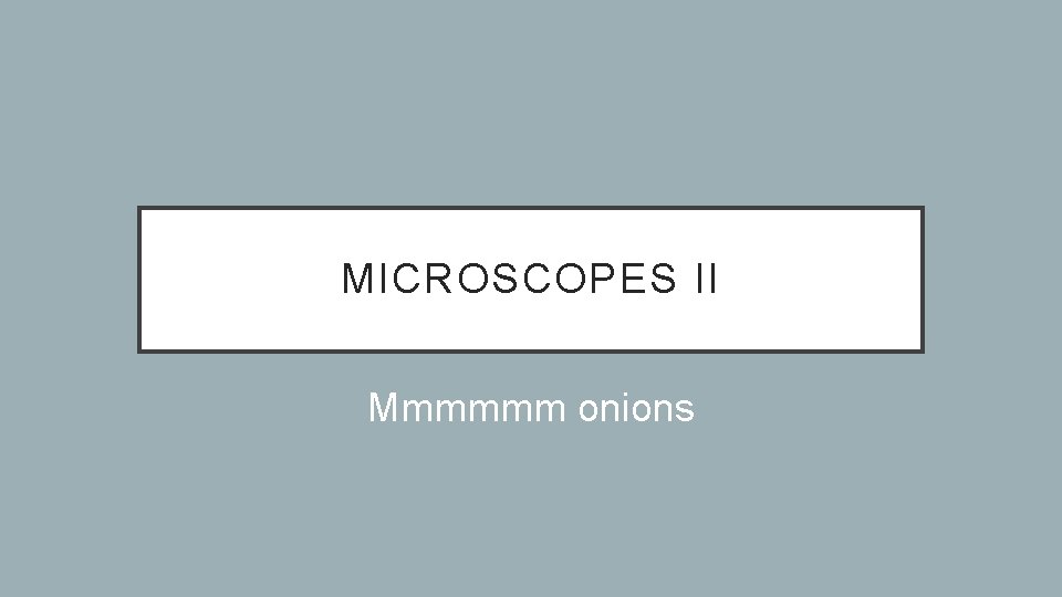 MICROSCOPES II Mmmmmm onions 
