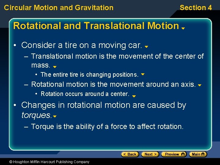 Circular Motion and Gravitation Section 4 Rotational and Translational Motion • Consider a tire