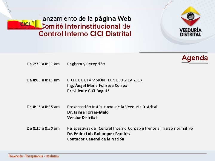 Lanzamiento de la página Web Comité Interinstitucional de Control Interno CICI Distrital De 7: