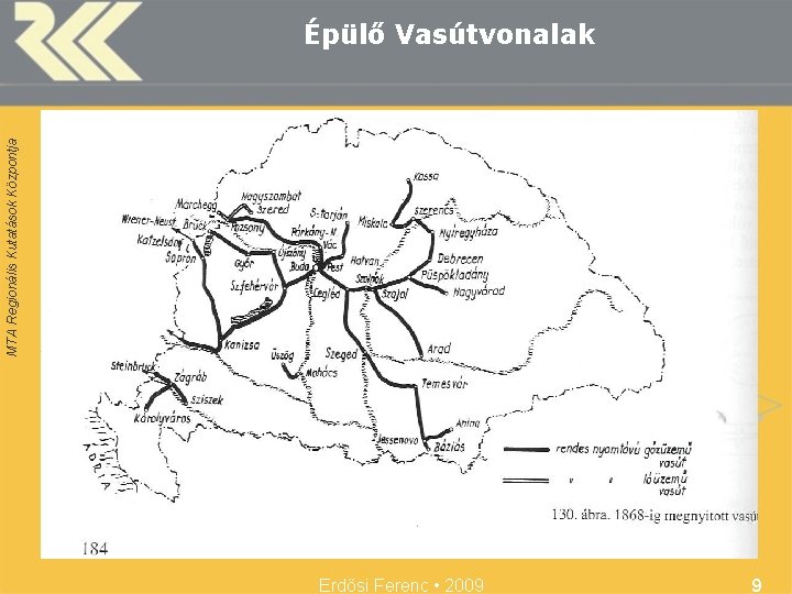 MTA Regionális Kutatások Központja Épülő Vasútvonalak Erdősi Ferenc • 2009 9 