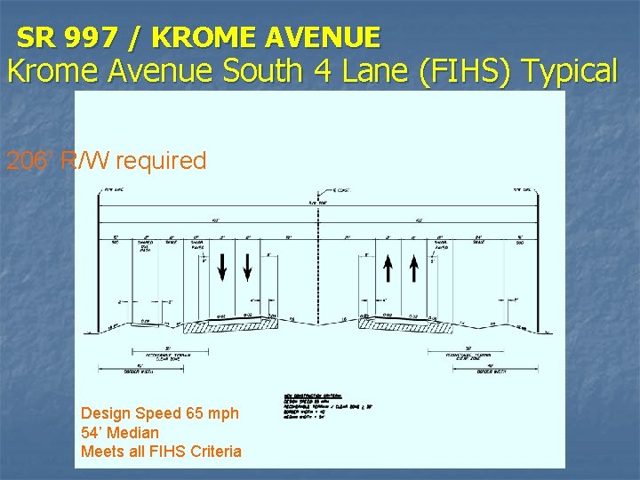 SR 997 / KROME AVENUE Krome Avenue South 4 Lane (FIHS) Typical 206’ R/W