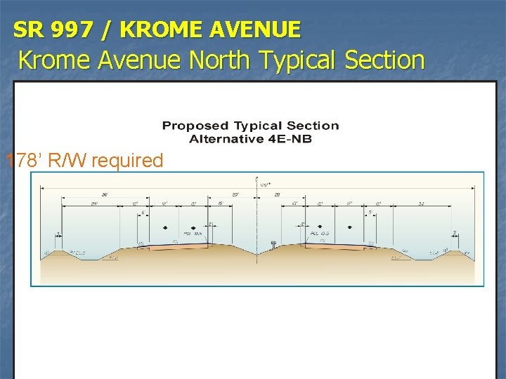 SR 997 / KROME AVENUE Krome Avenue North Typical Section 178’ R/W required 