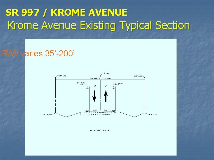 SR 997 / KROME AVENUE Krome Avenue Existing Typical Section R/W varies 35’-200’ 