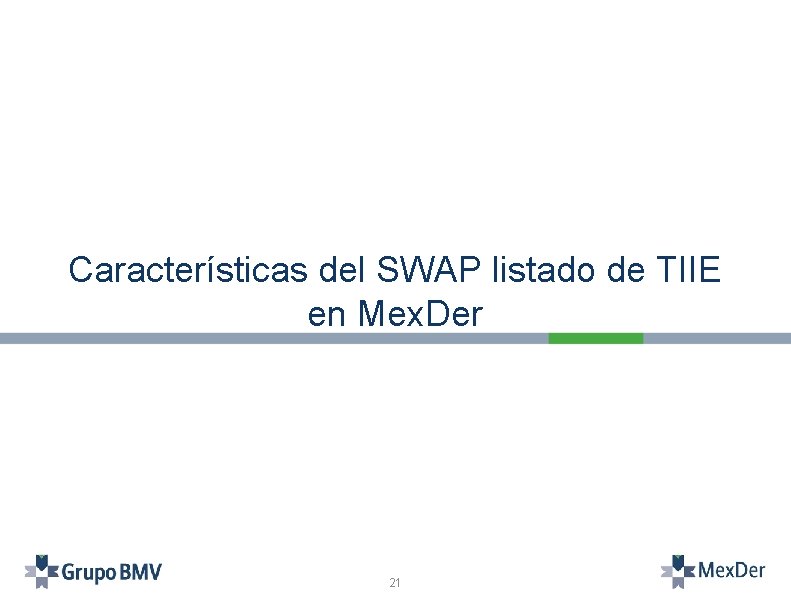 Características del SWAP listado de TIIE en Mex. Der 21 