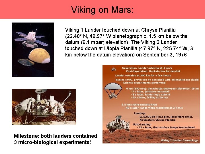 Viking on Mars: Viking 1 Lander touched down at Chryse Planitia (22. 48° N,